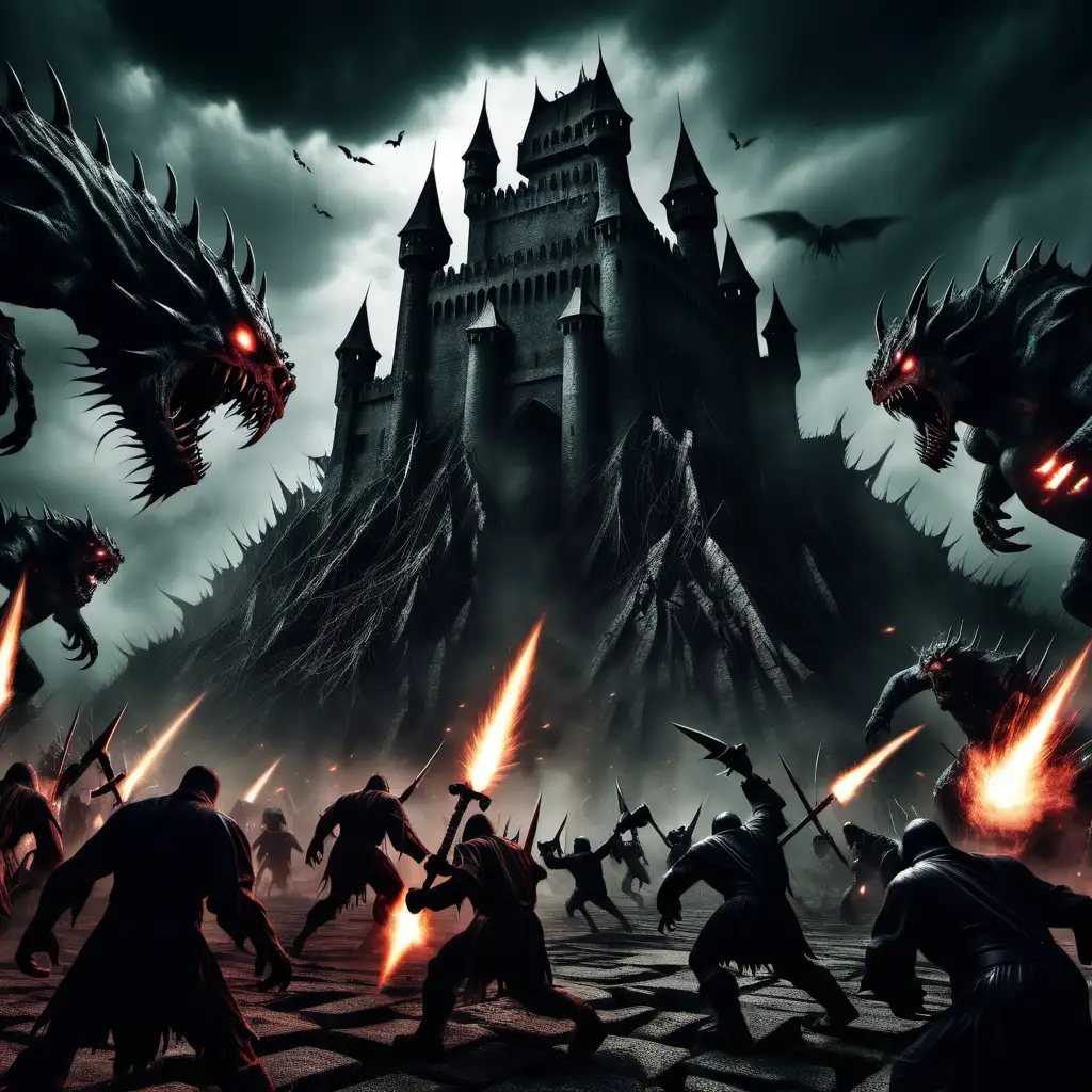 Monsters Assaulting a Dark Fortress