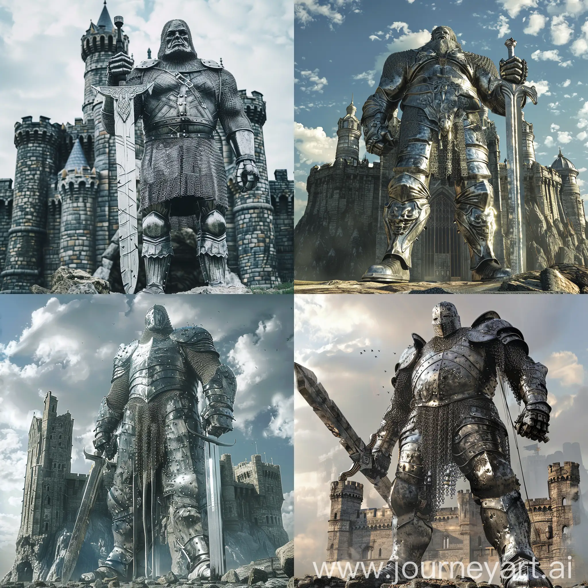 Giant-Warrior-in-Silver-Chain-Mail-Standing-Before-Castle