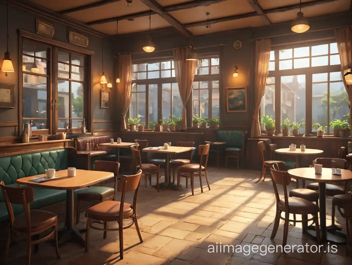 an empty cafe in the morning,game background