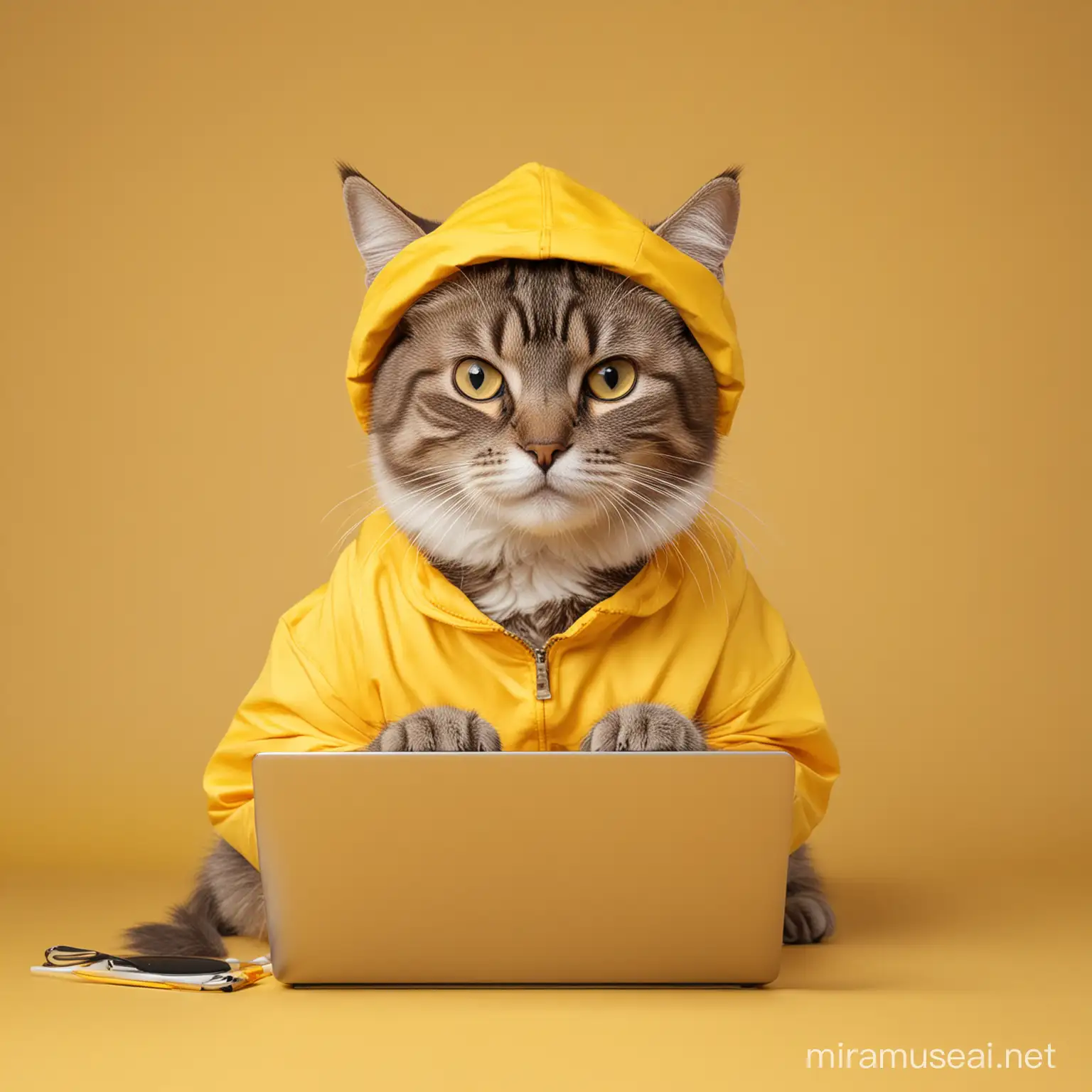 Yellow Background Cat Data Analyst