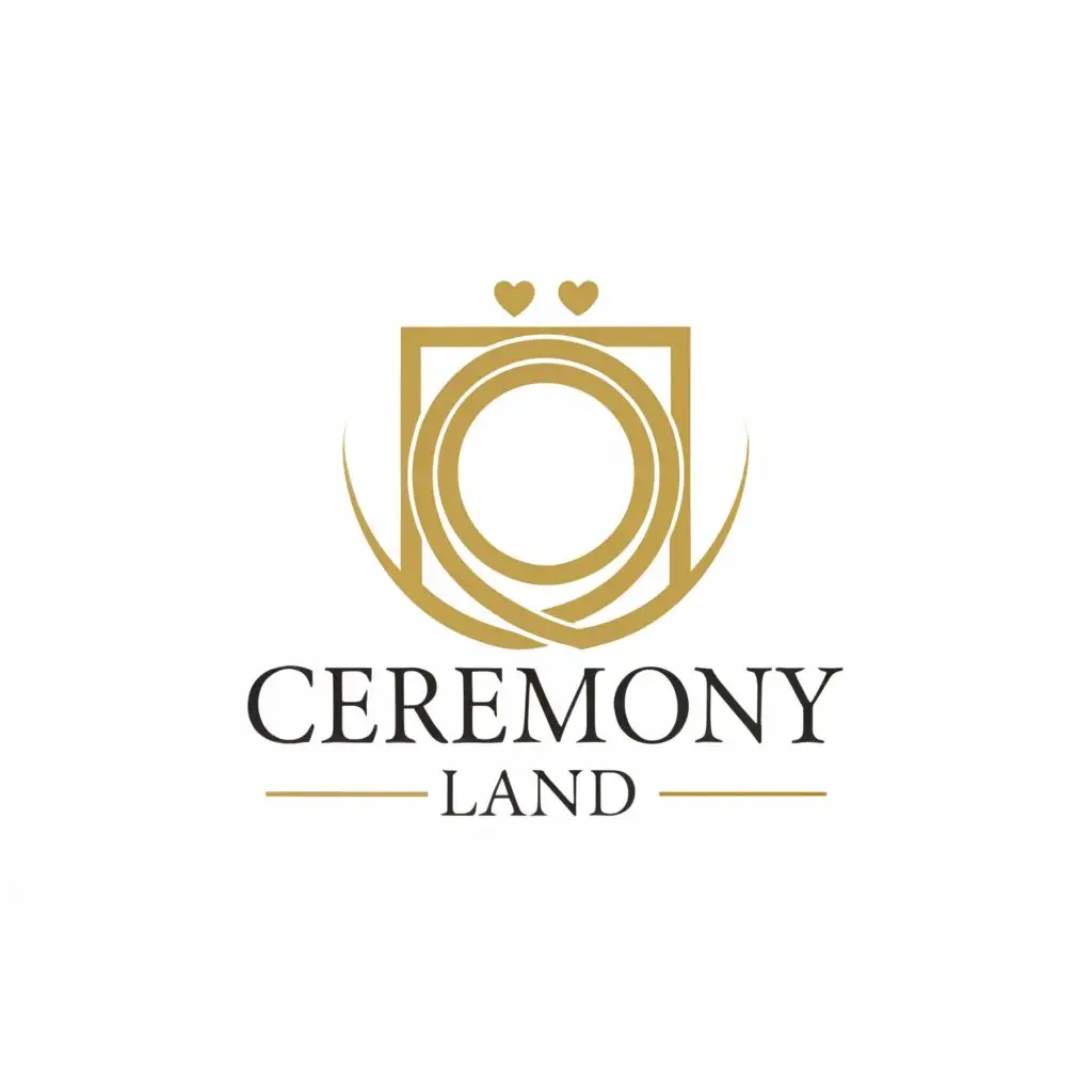 a logo design,with the text 'Ceremony land', main symbol:Land of weddings and hearts ,complex,be used in Technology industry,clear background