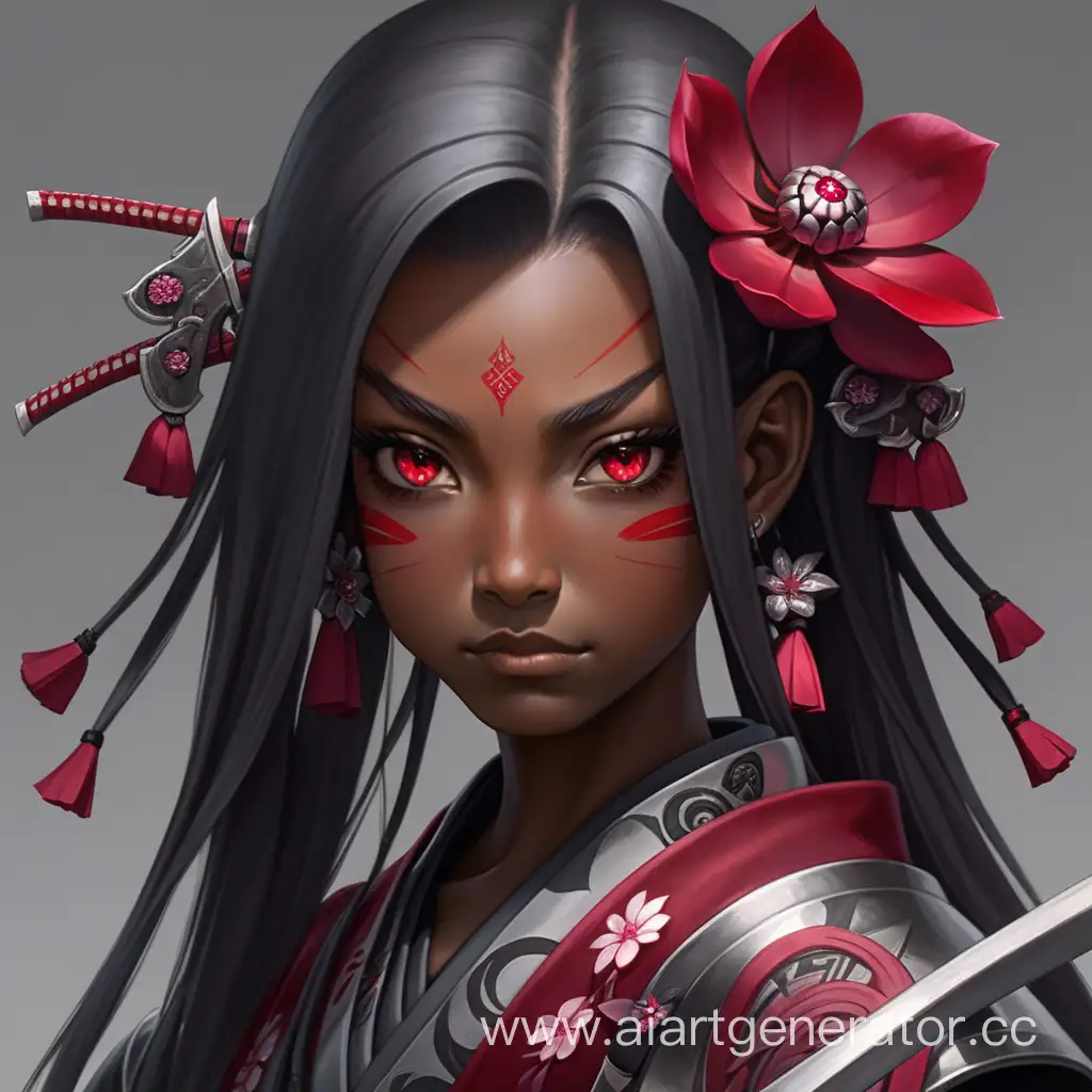 Samurai-Ronin-with-Silver-and-Dark-Crimson-Hair-Flowers