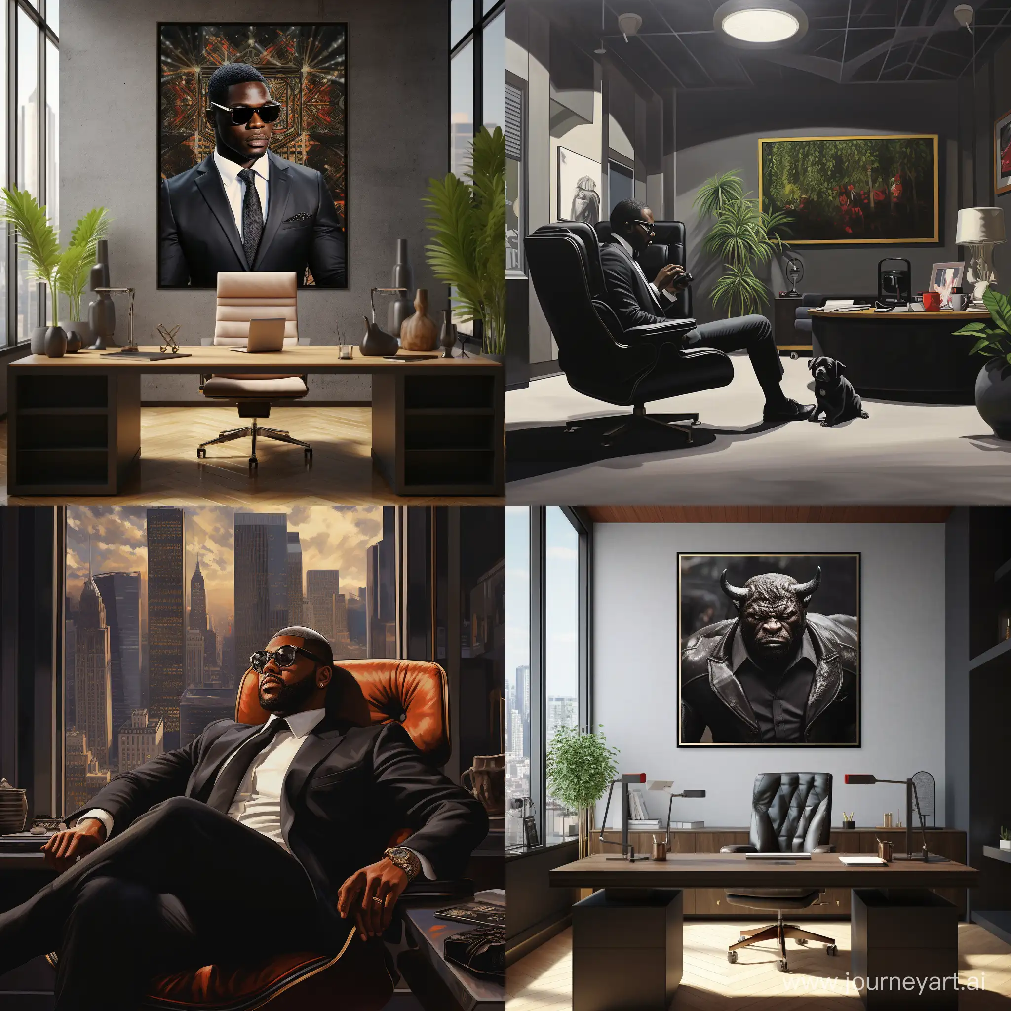 Big black boss in a modern office