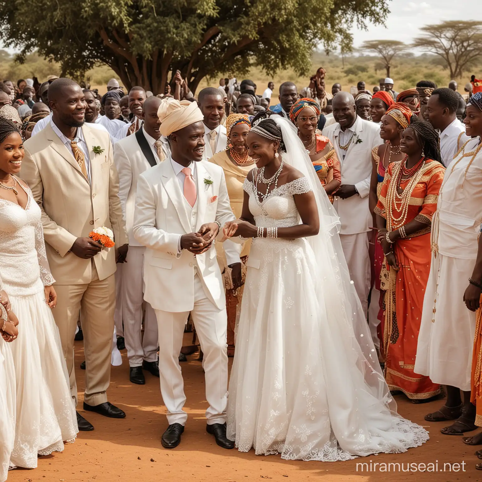 Traditional African Wedding Ceremony with Colorful Attire and Dancing Celebrations