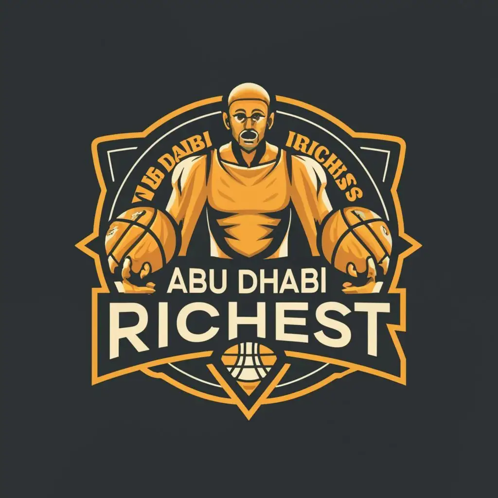 LOGO-Design-for-Abu-Dhabi-Richest-Dynamic-Coin-and-Basketball-Fusion-with-Striking-Typography