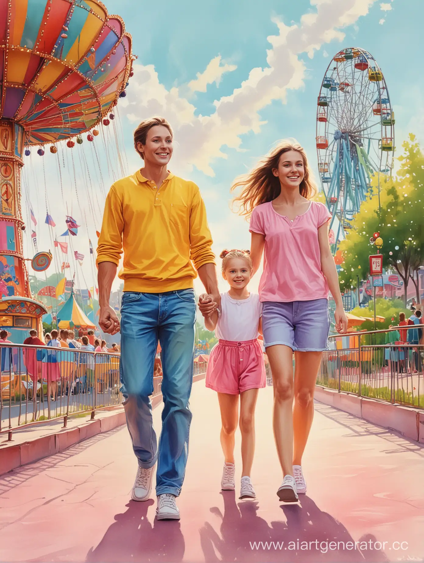 Family-Fun-Day-Bright-and-Colorful-Amusement-Park-Stroll