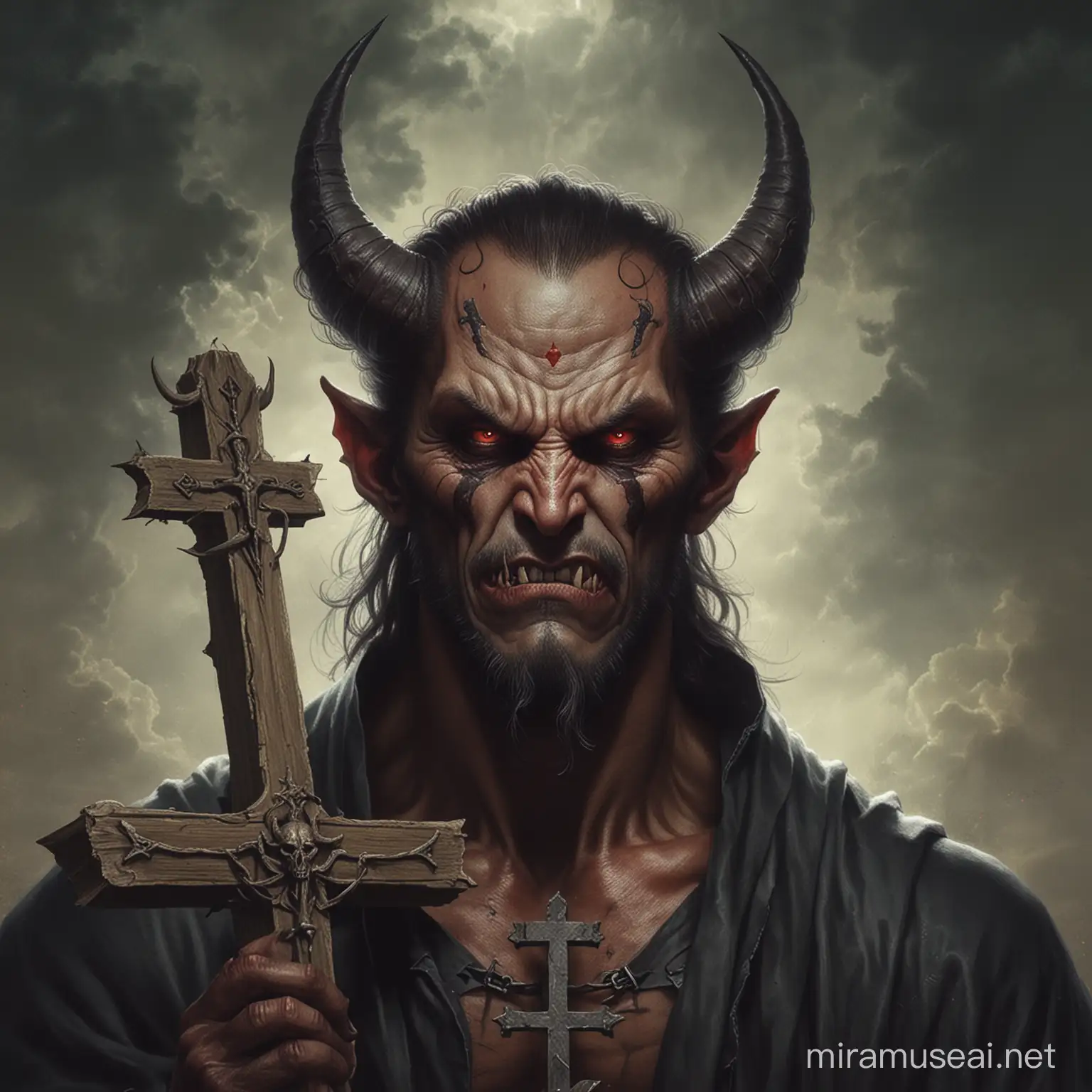 Devil with cross
