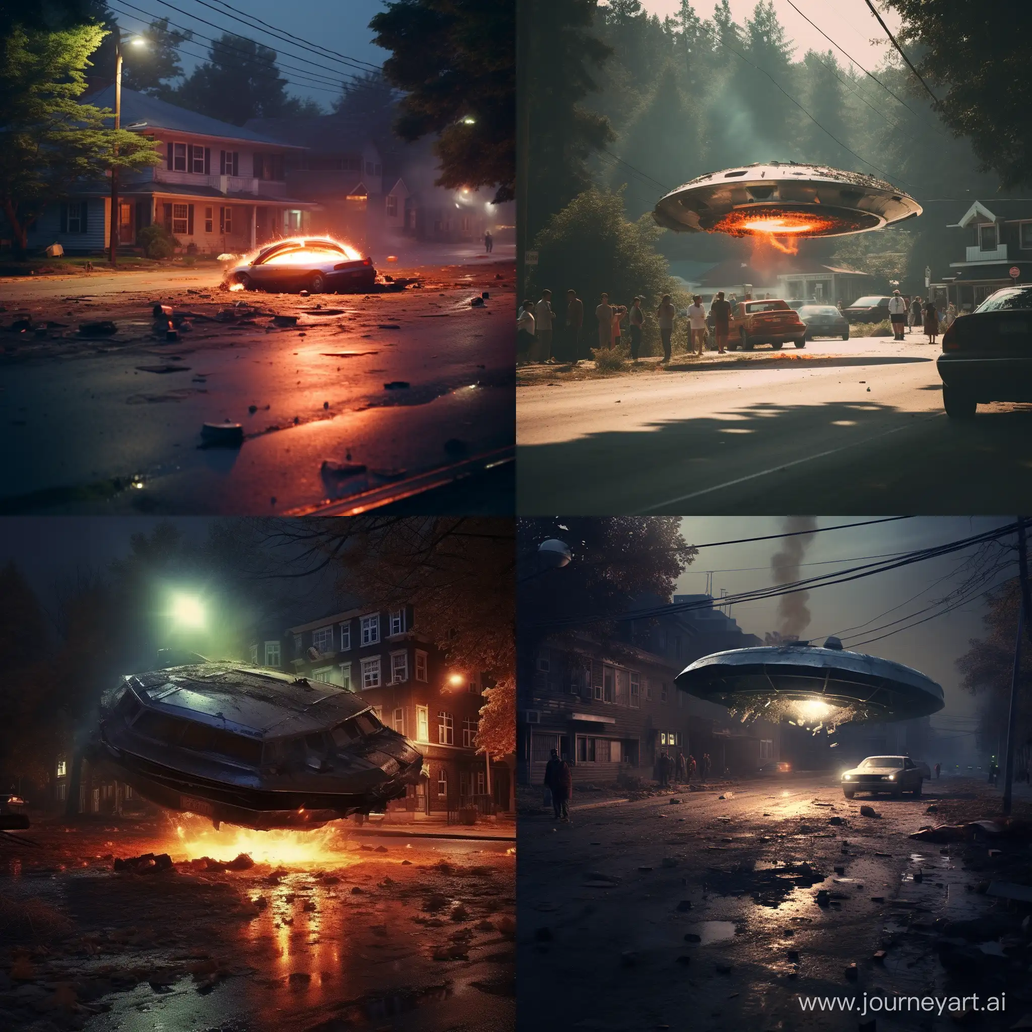 UFO-Crash-Scene-in-Suburban-Street