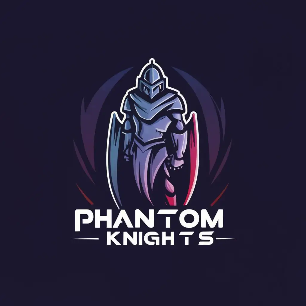 a logo design,with the text "PHANTOM KNIGHTS", main symbol:Shadow knight,Moderate,clear background