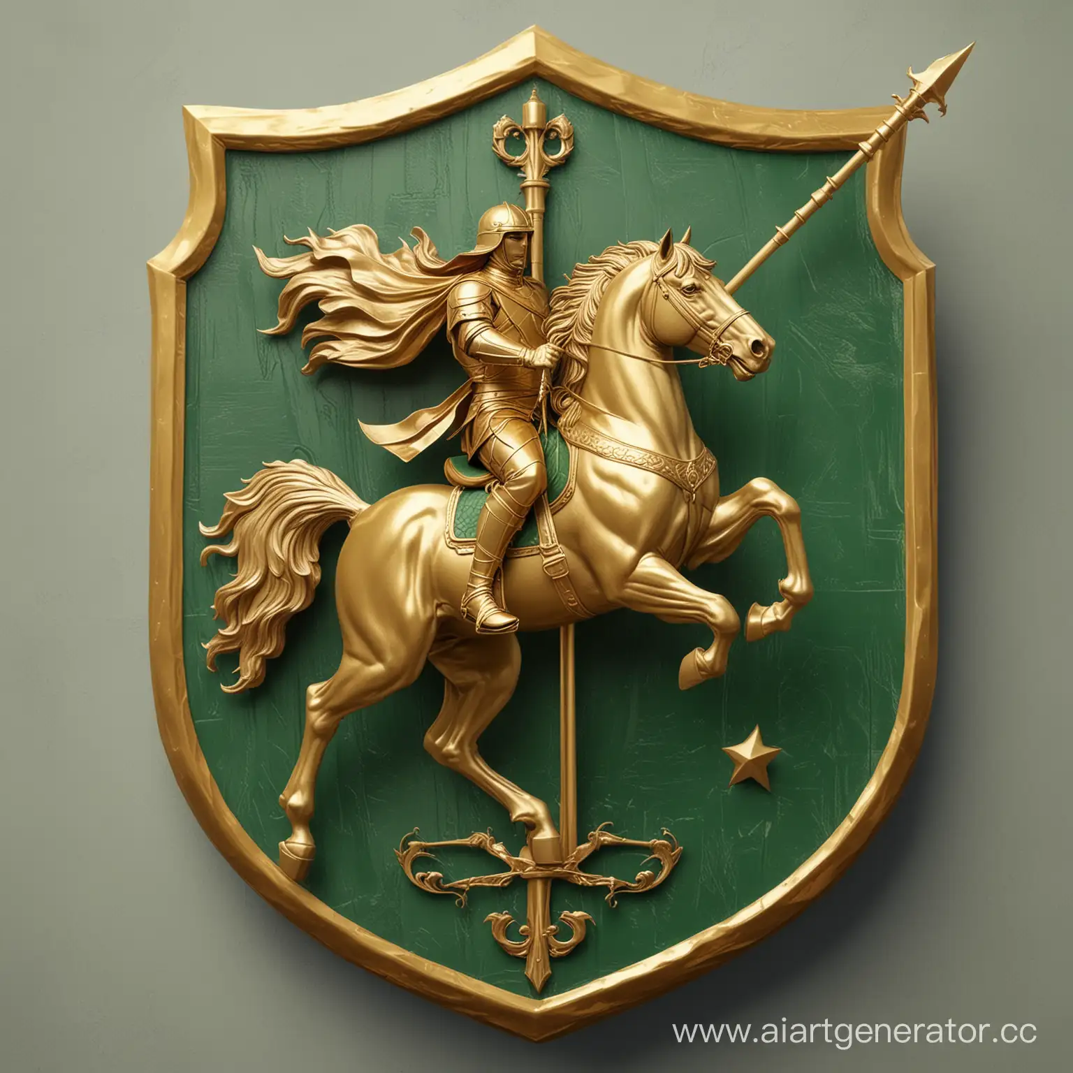 Minimalistic-State-Emblem-Golden-Horseman-on-Green-Shield