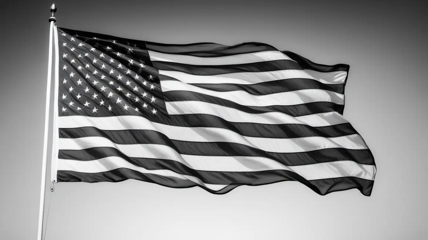 Monochrome American Flag on White Background