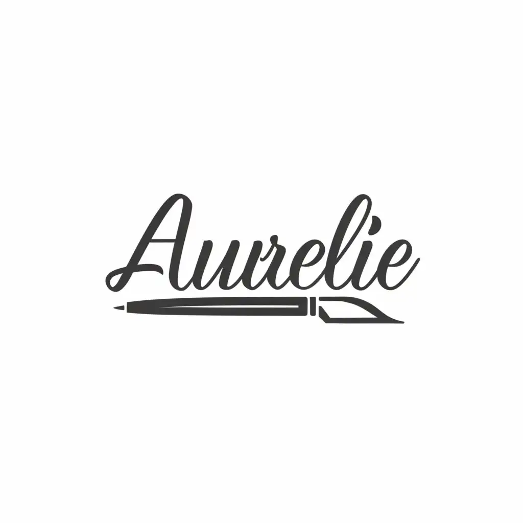 a logo design,with the text "Aurelie", main symbol:pen,Minimalistic,be used in Education industry,clear background