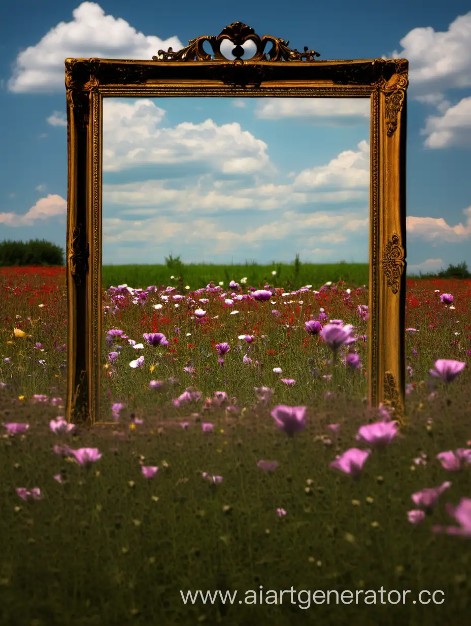за зеркалом цветочное поле

