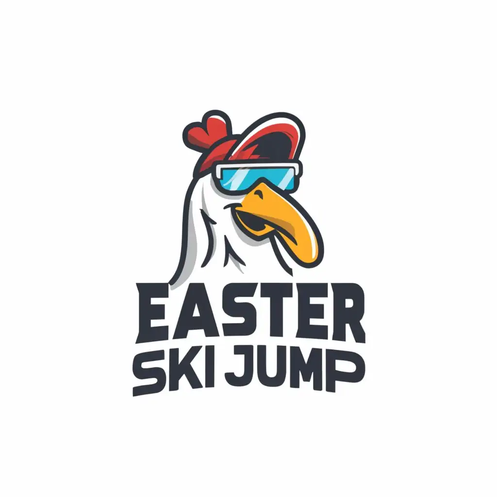 LOGO-Design-For-Easter-Ski-Jump-Playful-Chicken-Theme-on-Clear-Background