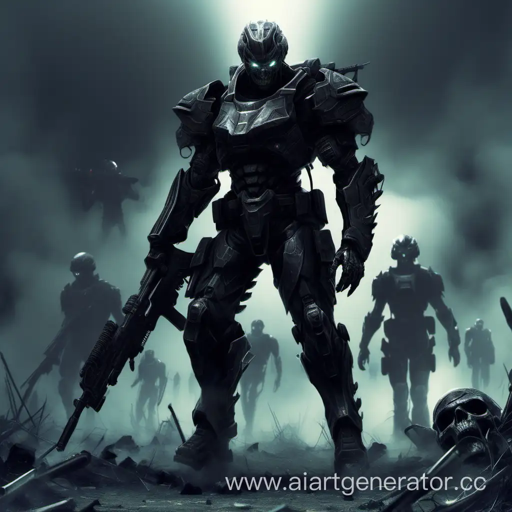 Futuristic-Blackarmored-Soldier-Standing-Victorious-over-Fallen-Enemy