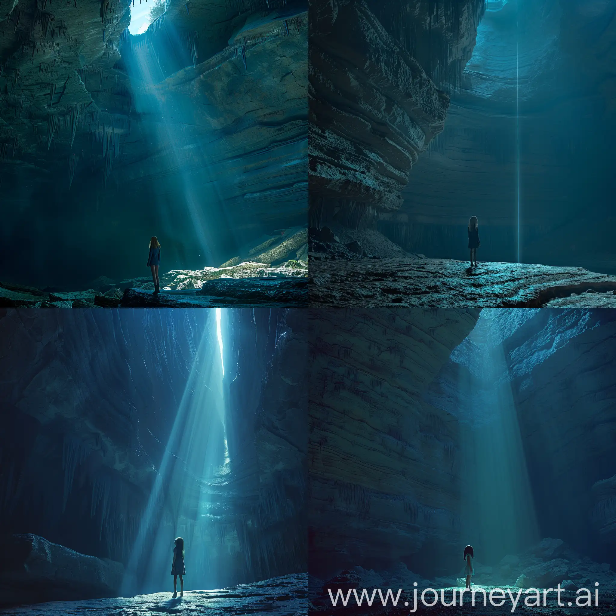 Girl-Contemplating-in-Dimly-Lit-Karst-Cave-with-Epic-SciFi-Scenes