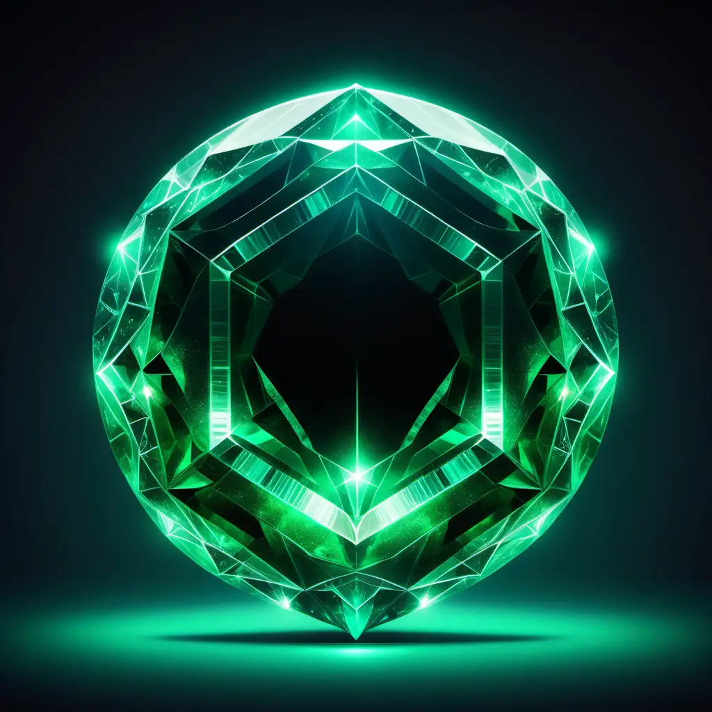 A giant emerald glowing jewel in the shape of a circle