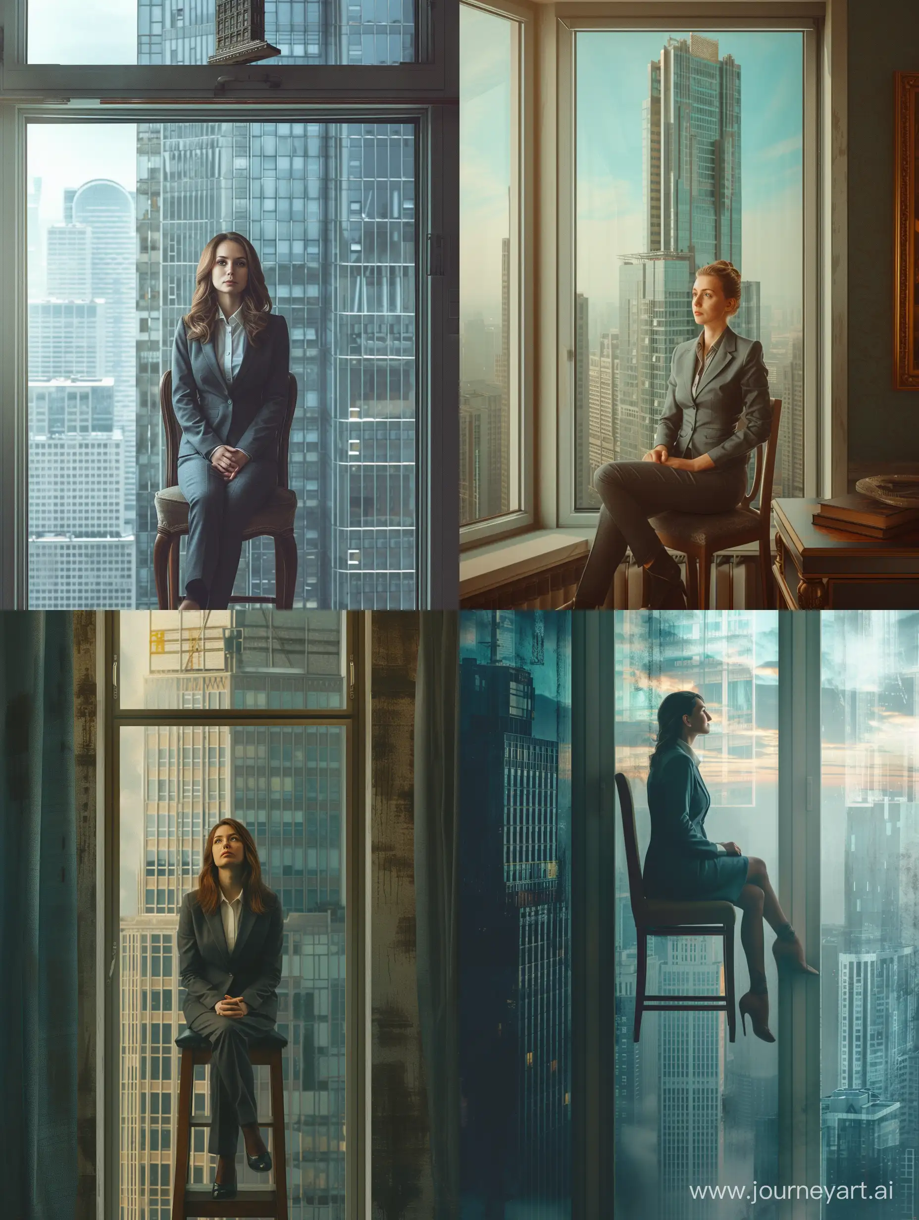 Businesswoman-Contemplating-Cityscape-Portrait-by-Emma-Andijewska