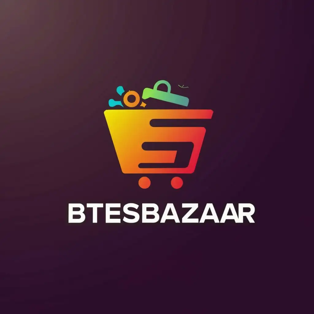 a logo design,with the text 'bytesbazaar', main symbol:Shopping Cart or Bag,Moderate,clear background font as calligraphy