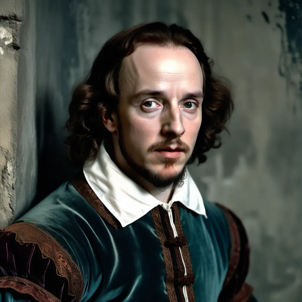 Melancholic Portrait of Young William Shakespeare with a Full Head of Hair