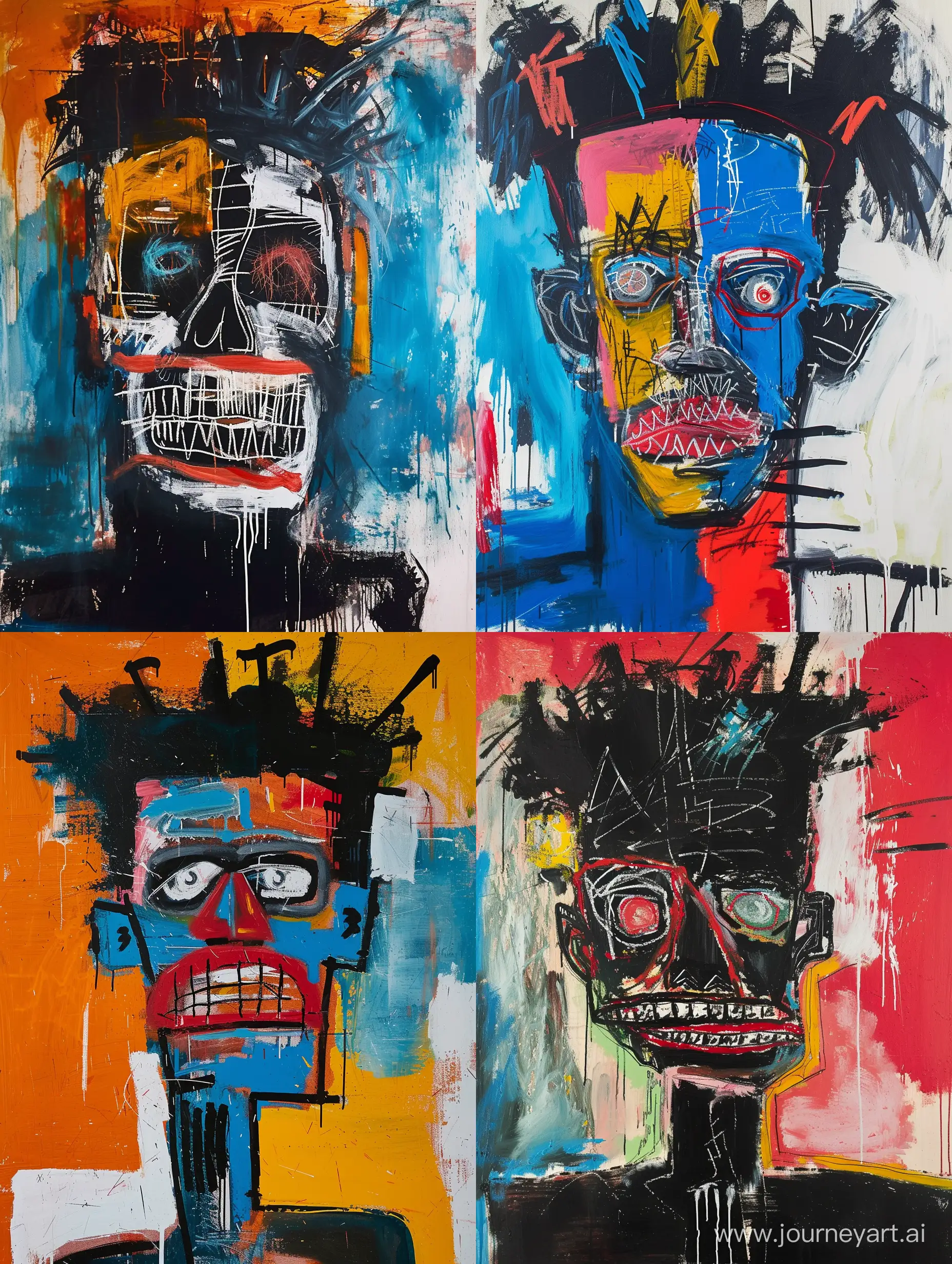 Vibrant-BasquiatStyle-Acrylic-Portrait-Painting-in-Interior-Setting