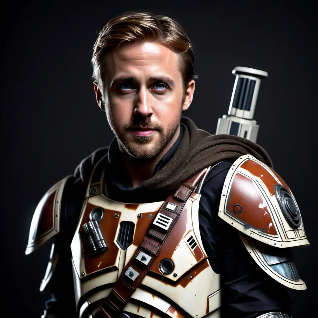 Ryan Gosling Hyper Realistic Star Wars Bounty Hunter in Majestic Armor