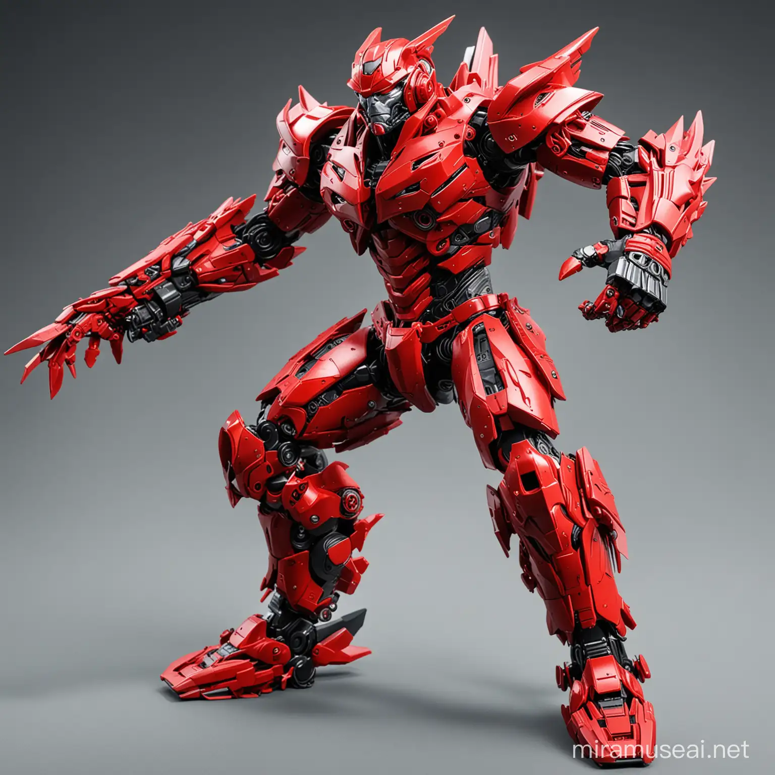 Red Fish Man Transformer in Battle Mode