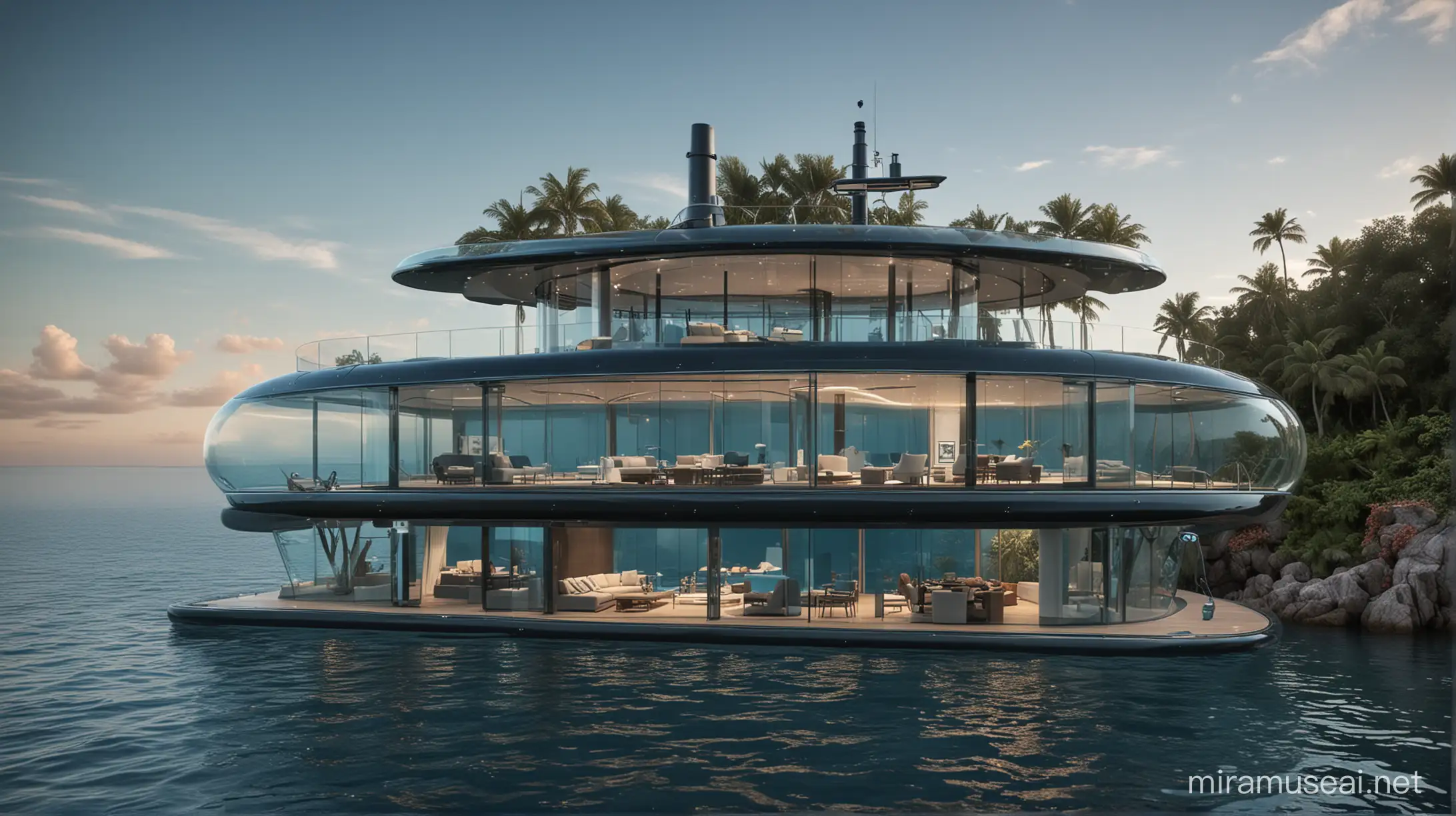 Luxurious ThreeStory Glass Submarine Home with Breathtaking Underwater Views