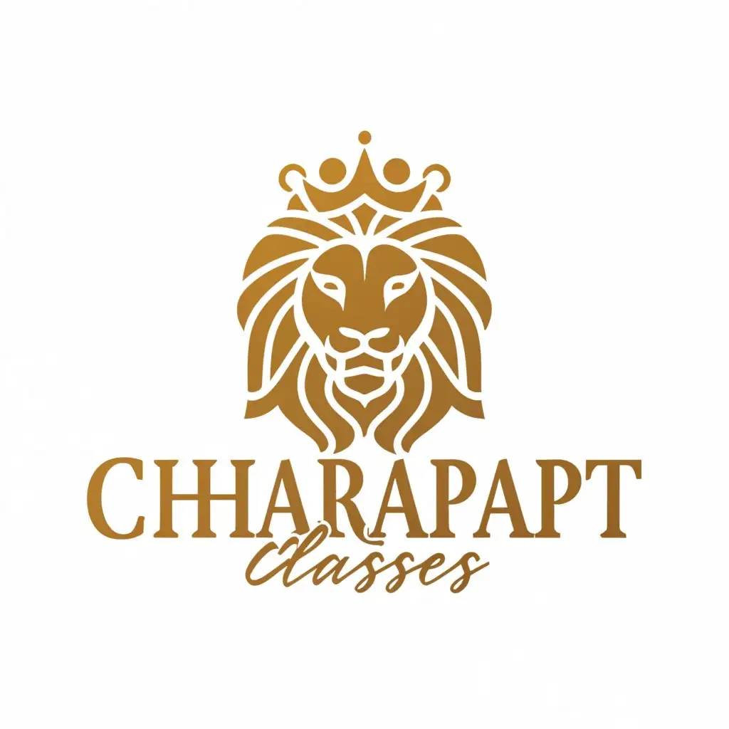 a logo design,with the text "CHHATRAPATI CLASSES", main symbol:LION,complex,clear background