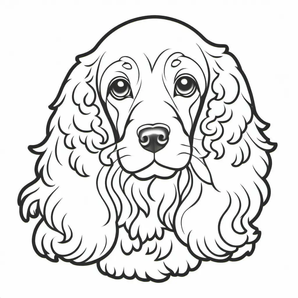 simple cute Cocker Spaniel
coloring page
line art
black and white
white background
no shadow or highlights