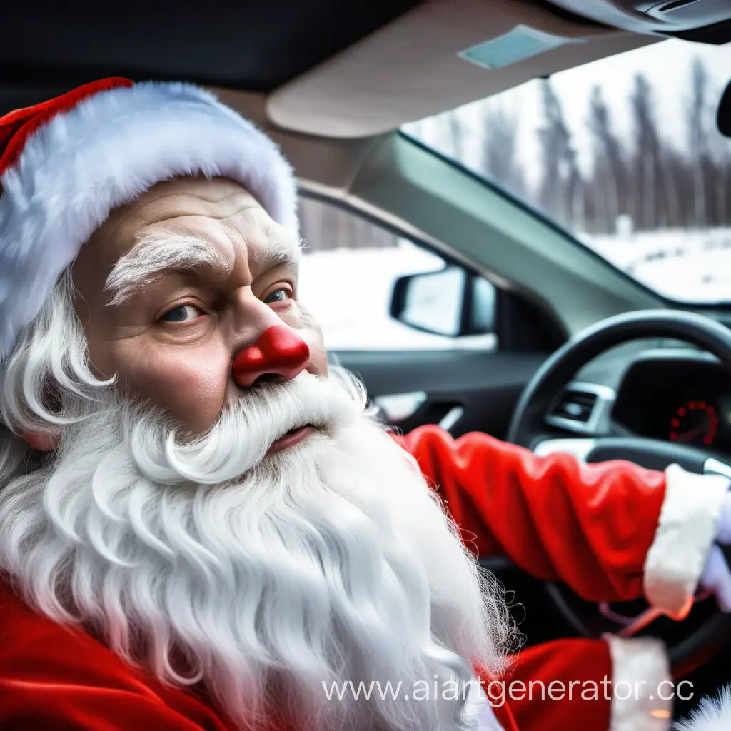 Ded-Moroz-Driving-Modern-Car-with-Passengers