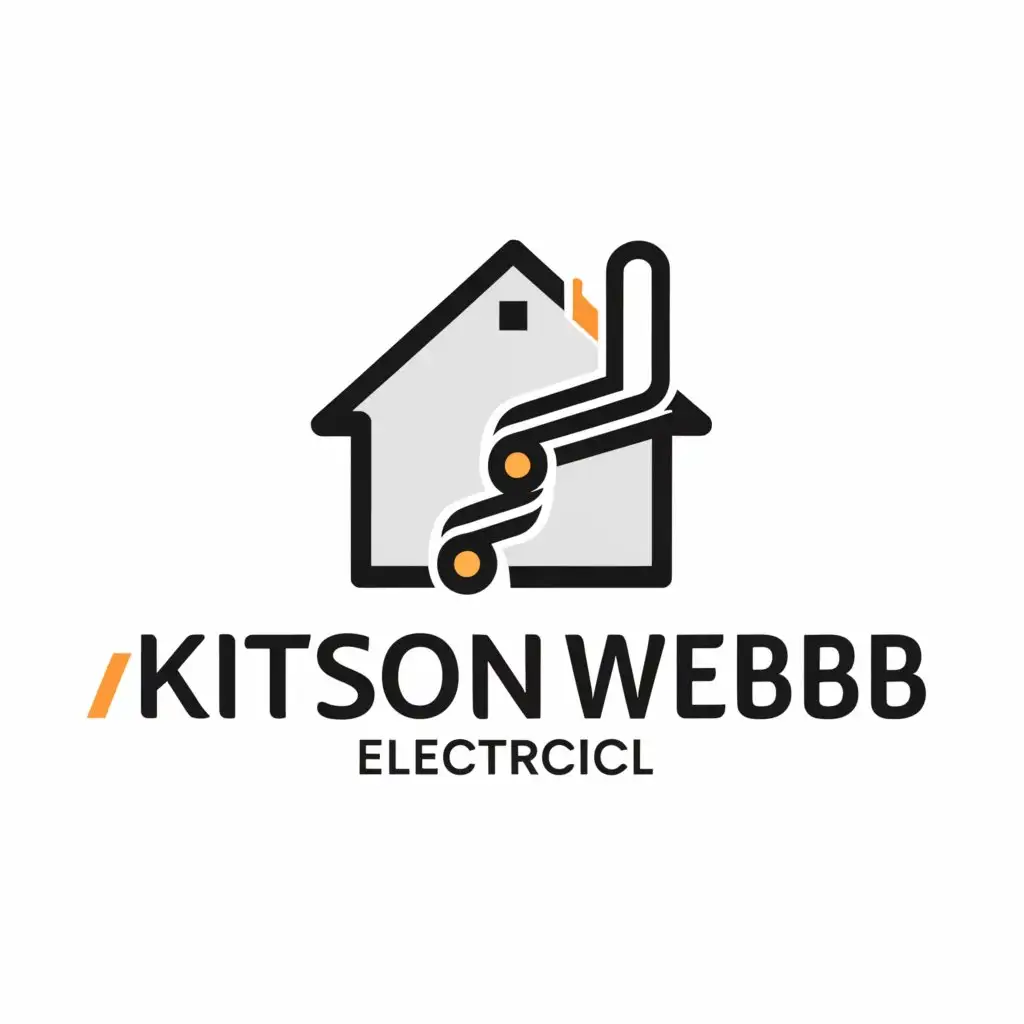 LOGO-Design-for-Kitson-Webb-Electrical-Modern-House-Symbol-with-Current-Wires-Tailored-for-Home-Family-Industry-with-Clear-Background