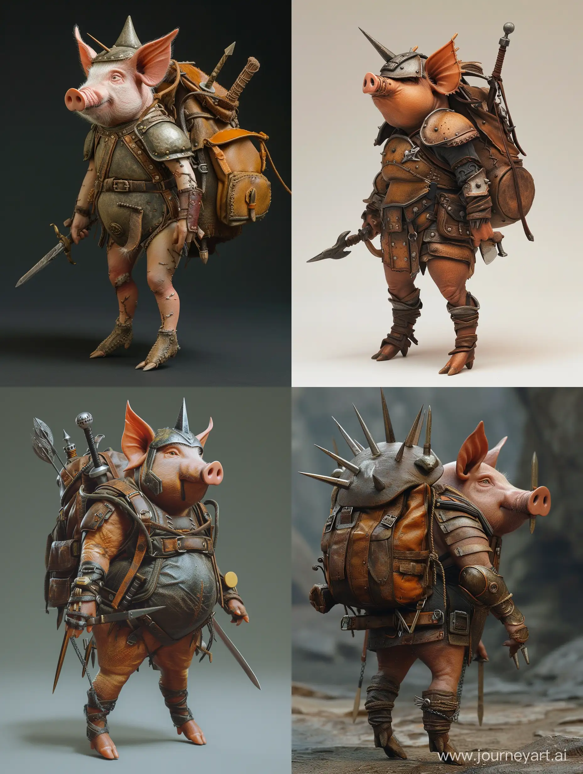 Adventurous-Pig-Warrior-in-Leather-Armor-and-Helmet-with-Spikes