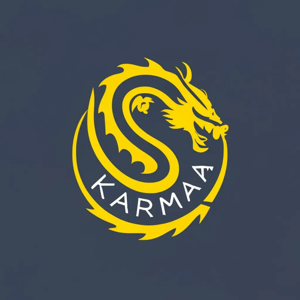 logo, dragon ouroboros, with the text "Karma", typography, be used in Entertainment industry