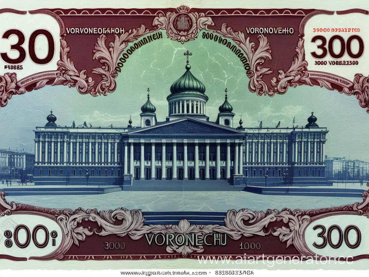Voronezh-Cityscape-on-300-Ruble-Banknote