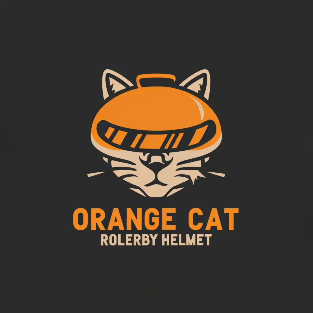 a logo design,with the text "orange cat roller derby helmet", main symbol:orange cat,Minimalistic,be used in Construction industry,clear background