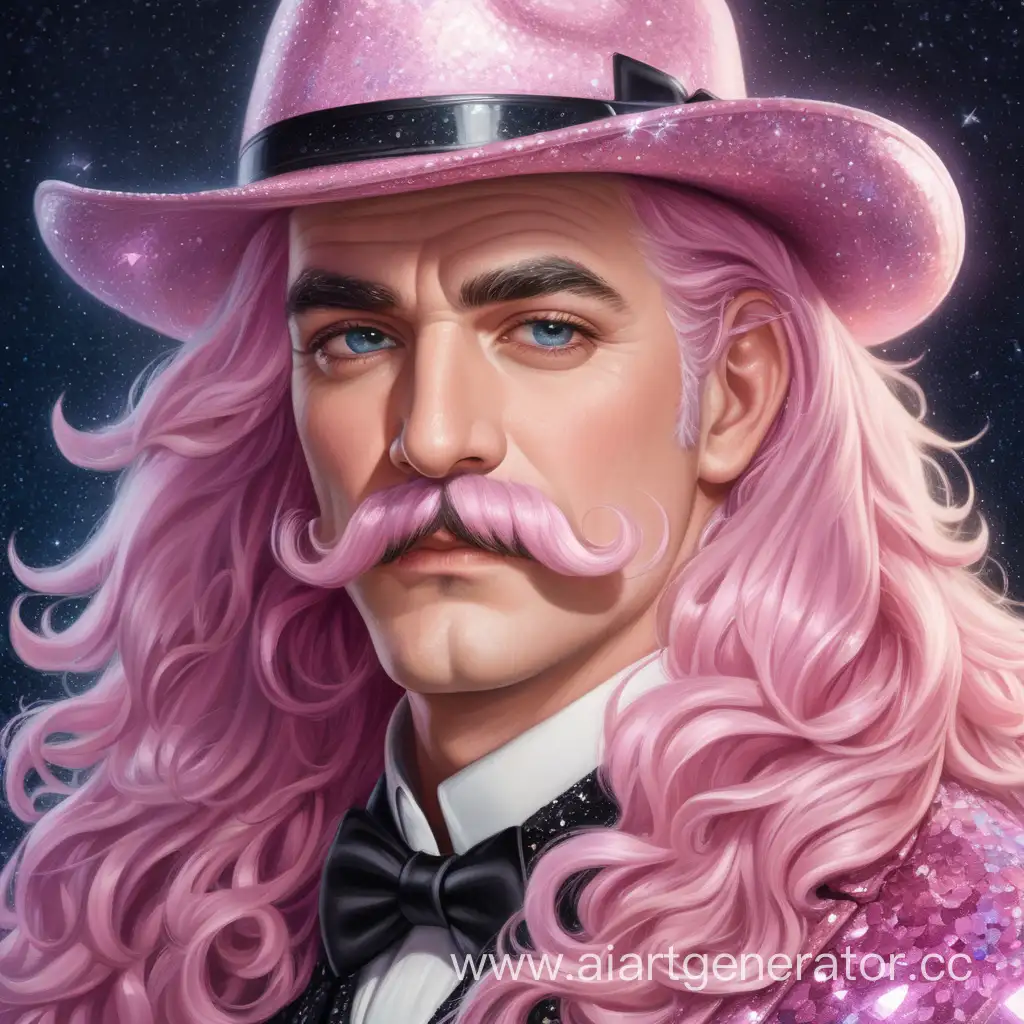 Glamorous-Man-with-White-Mustaches-and-Pink-Wavy-Hair-in-a-Stylish-Hat