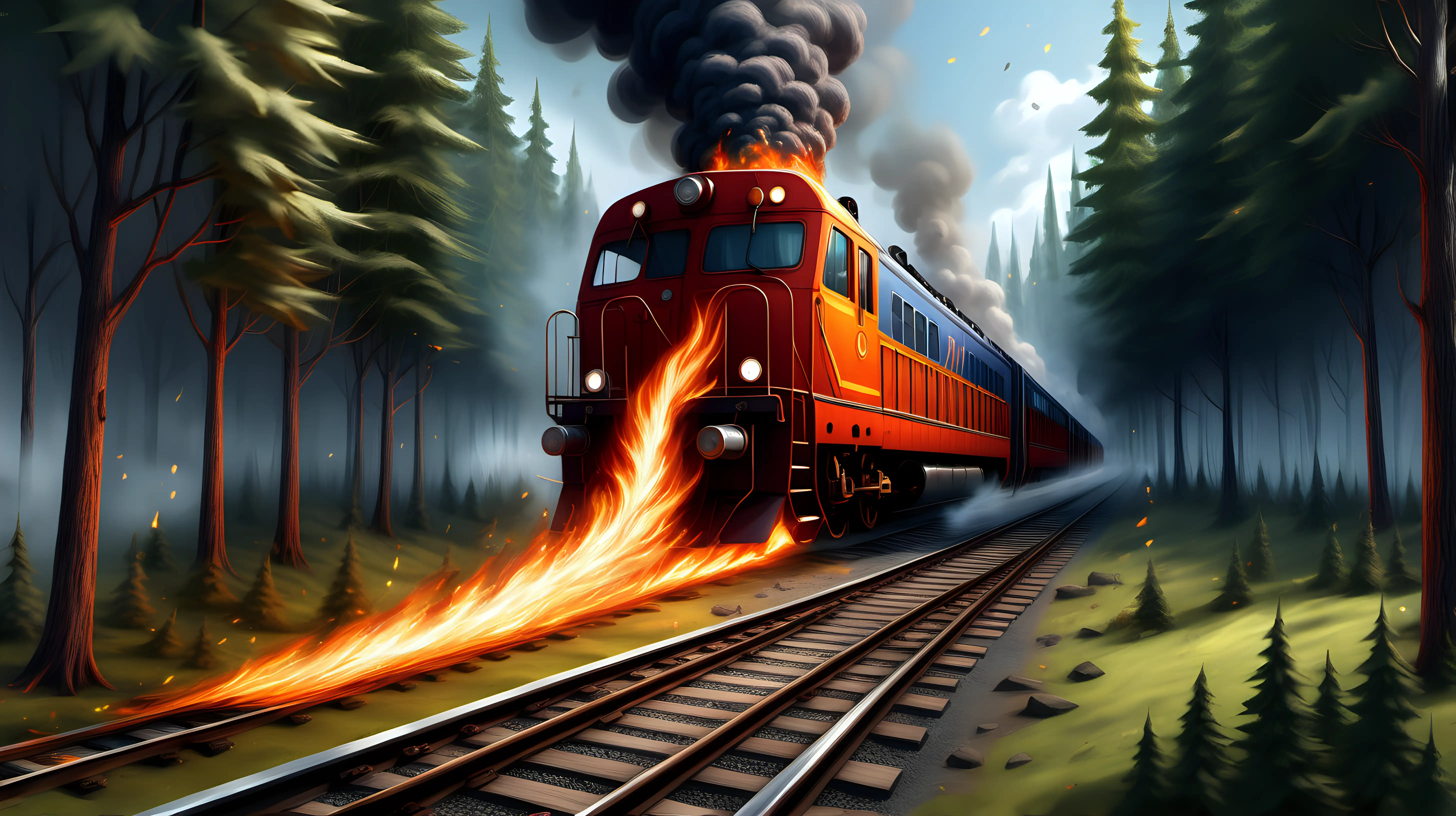 Fiery Train Sparks Ignite Forest Blaze