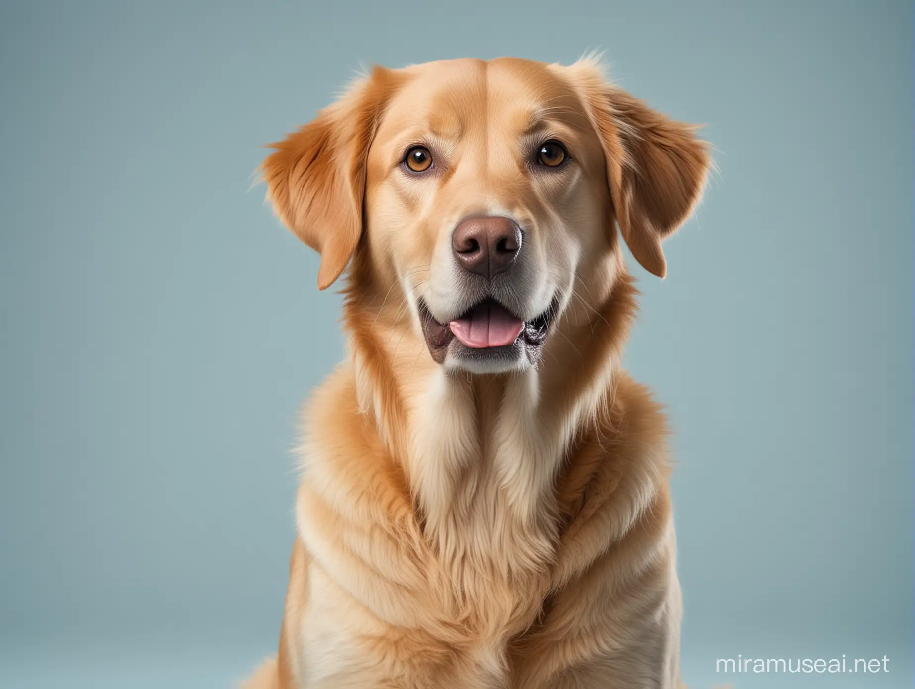 Adorable OneYearOld Retriever Dog Portrait in Light Blue Studio Setting