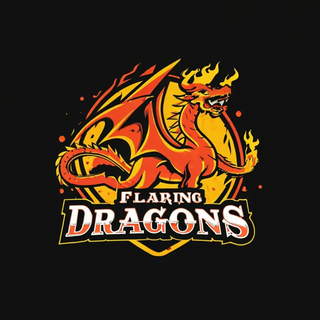 a logo design,with the text "Flaring Dragons", main symbol:Dragon,Moderate,clear background
