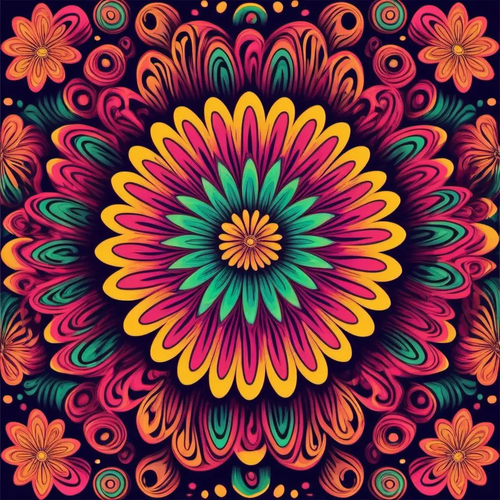 psychedelic background with flower shapes

