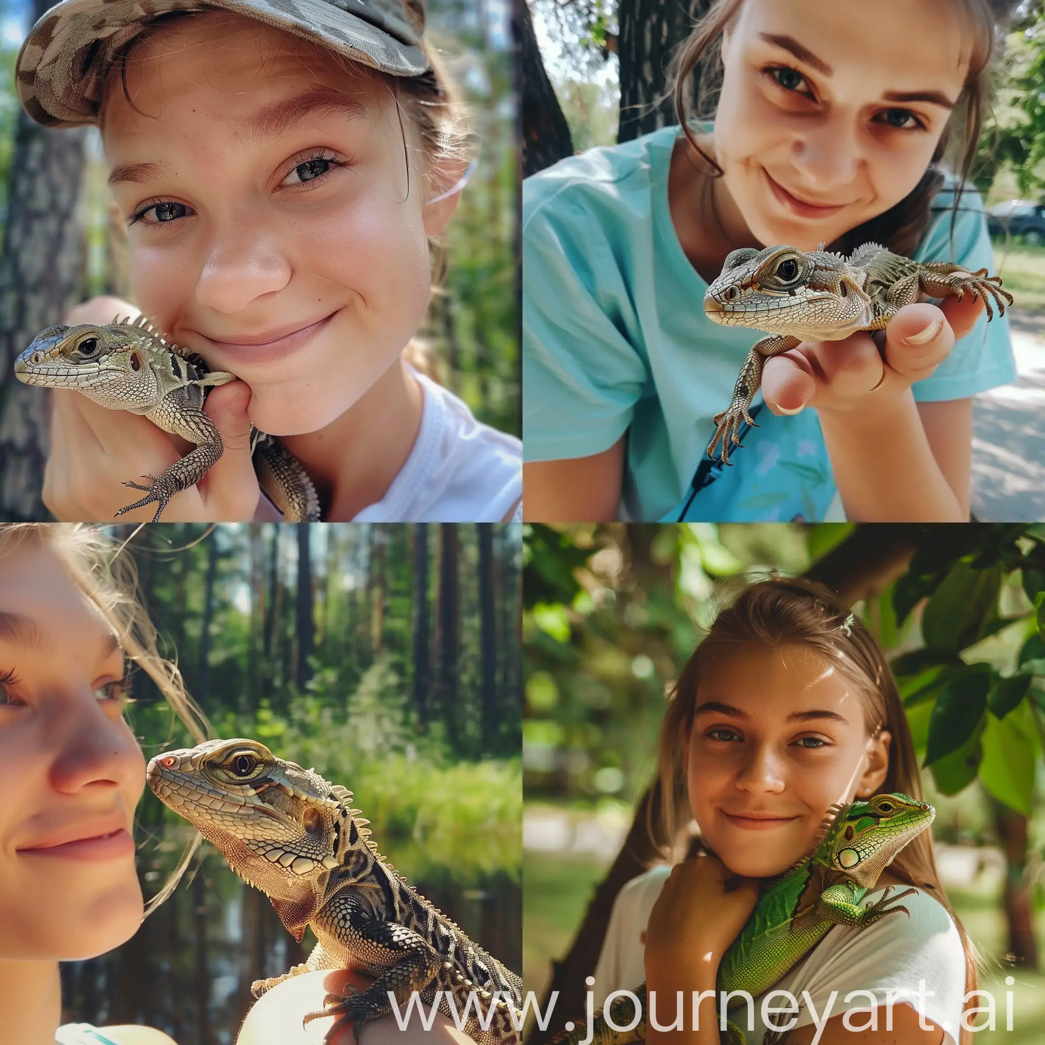 Summer-Fun-Girl-and-Lizard-Enjoying-a-Trip-to-Yaroslavl-with-Friends