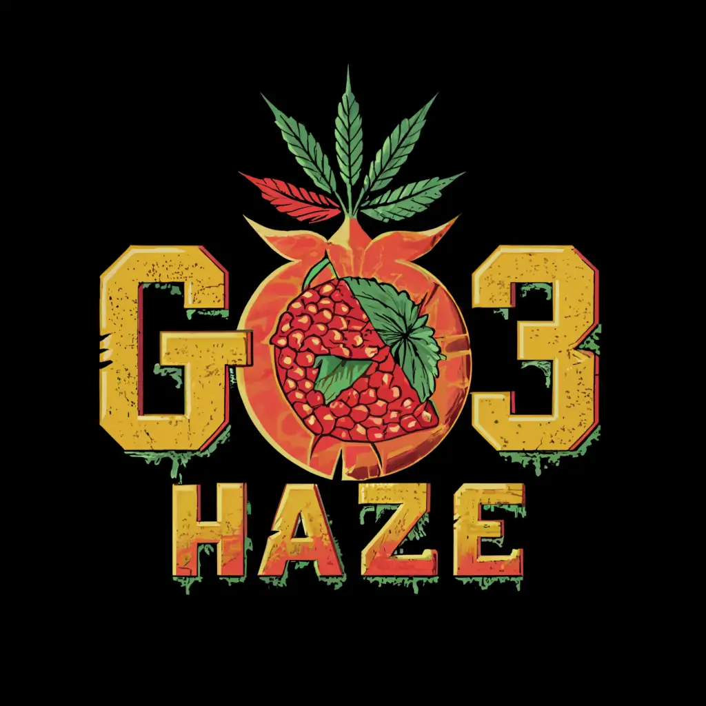 a logo design,with the text "G13 HAZE", main symbol:Granate, Spanish flag, weed leaf, 13, Comic Style,complex,clear background