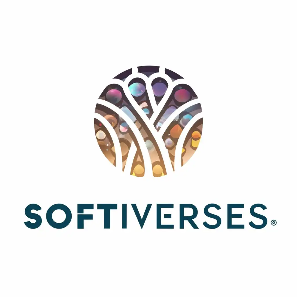 a logo design,with the text "softiverse", main symbol:seashells, mother of pearls, stars, planets, pixel, digital,Moderate,clear background