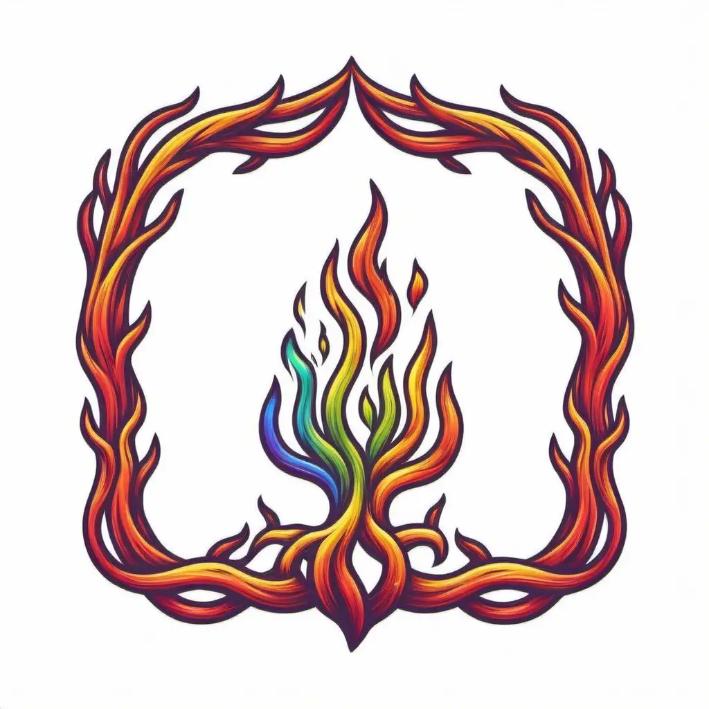 Vintage-Rainbow-Fire-Root-Frame-on-White-Background