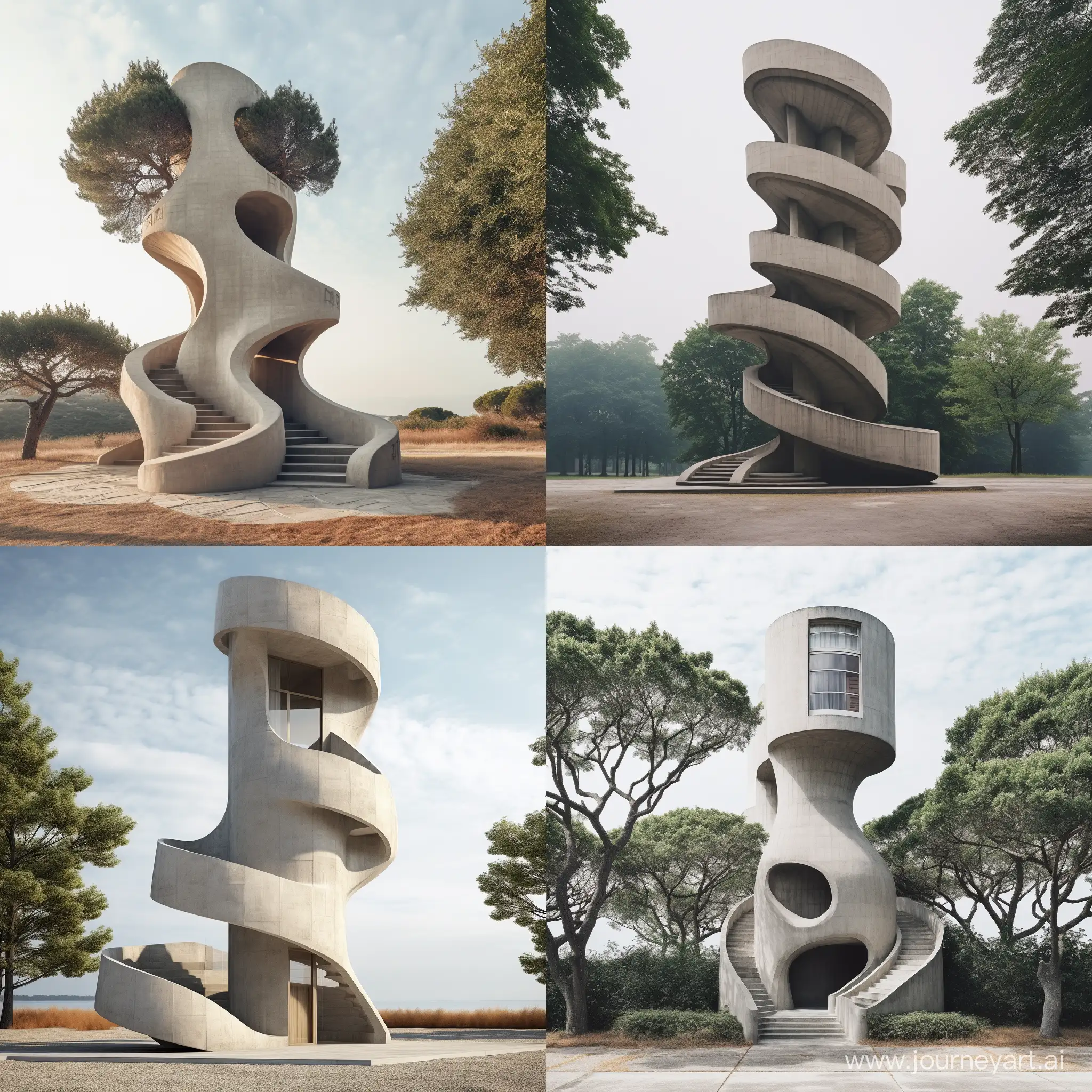 dışı ağaç görünümlü kule şeklinde beton 20 basamak