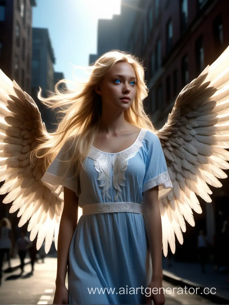 Blonde-Angel-with-Wings-Fantasy-Flight-in-Street-Photography-Style