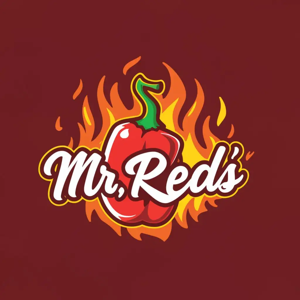 a logo design,with the text "Mr. Red's", main symbol:a hot burning pepper,Moderate,be used in Restaurant industry,clear background