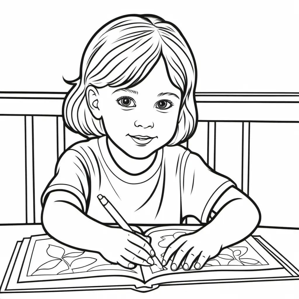 Transparent Coloring Page Joyful Child Engaged in Artistic Exploration