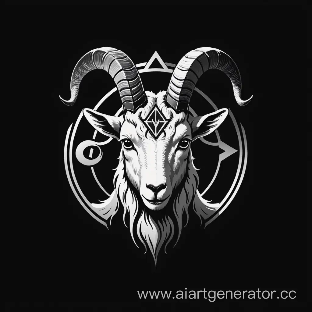 black and white, goat, metal, simple, mountain sheep, logo, evil, music